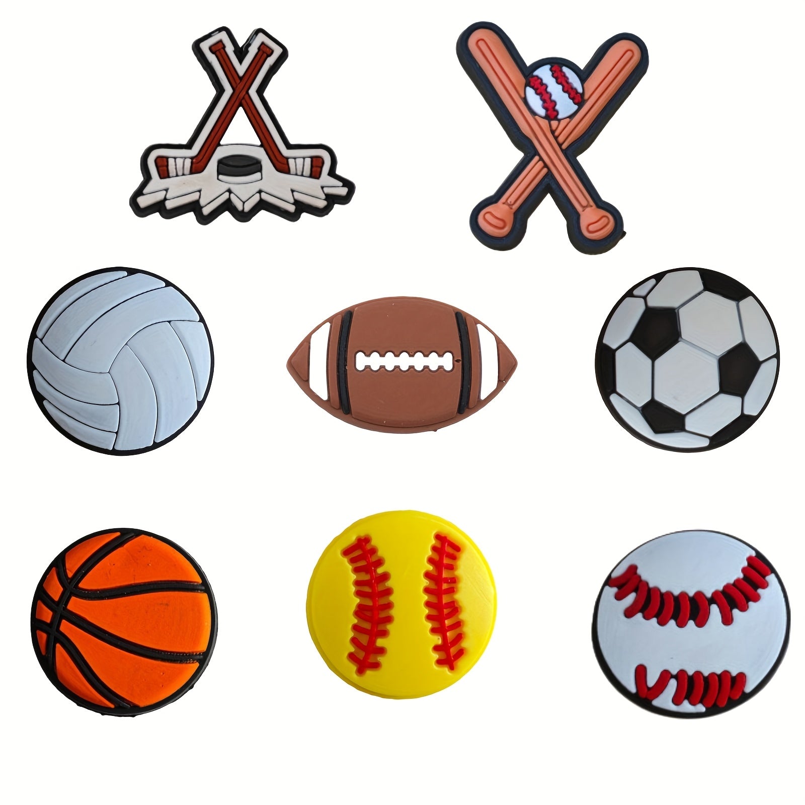 Unisex Shoe Charms 18pcs Set with Sports Balls for Sandals and Gifts