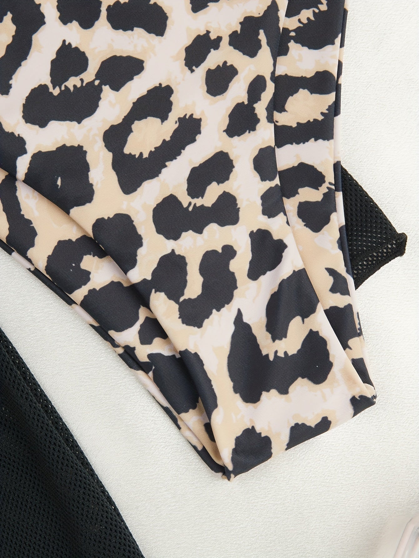 Leopard Print Bikini Set with Mesh Cover-Up Sun Protection for Women