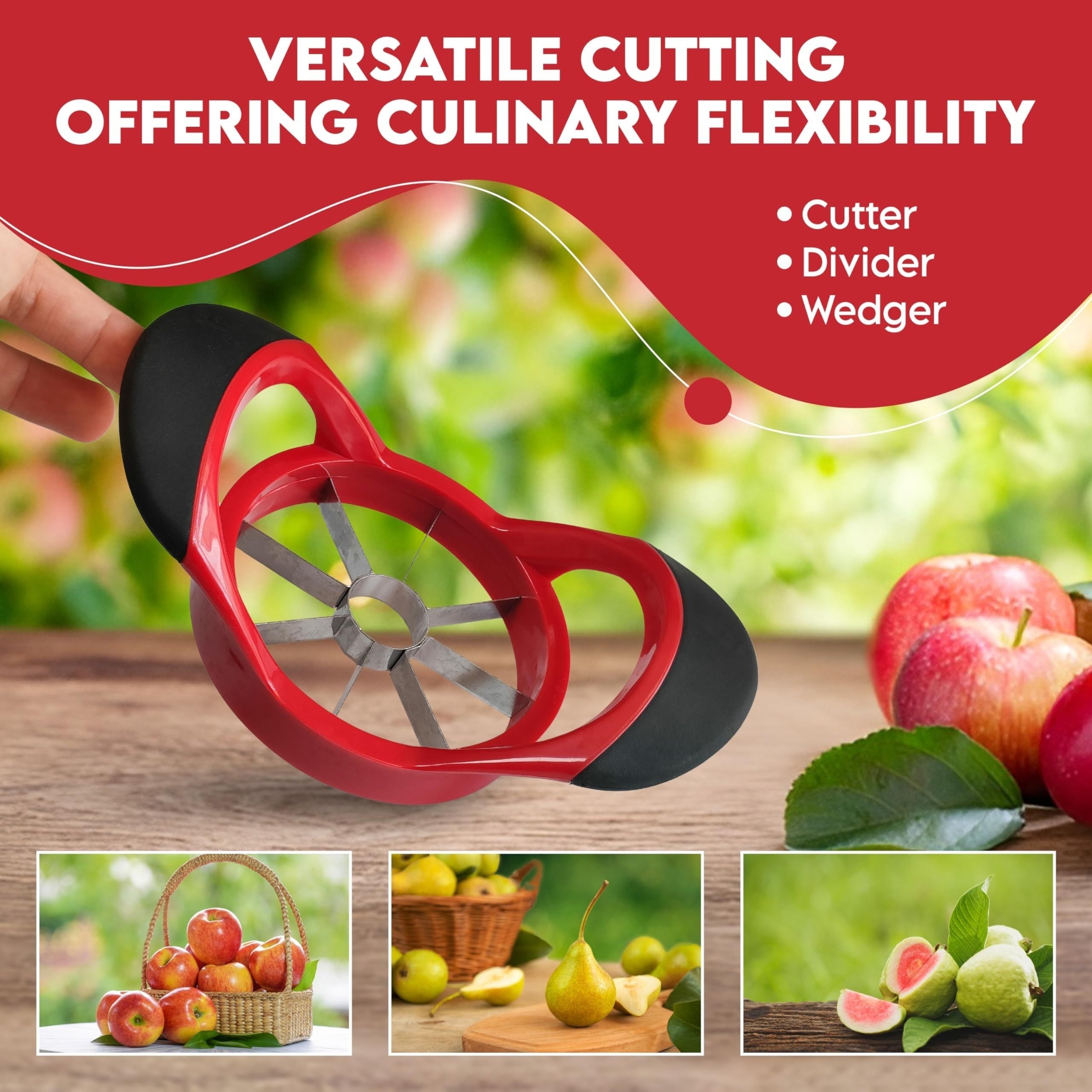 Large Stainless Steel Fruit Cutter with Hand Guards for Easy Apple Slicing