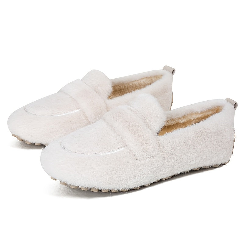 Women's Winter Loafers Soft Fleece-Lined Slip-On Flats Casual Shoes