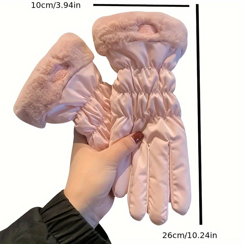 Women's Winter Gloves Touchscreen Compatible Fleece Lined for Skiing Cycling Outdoor