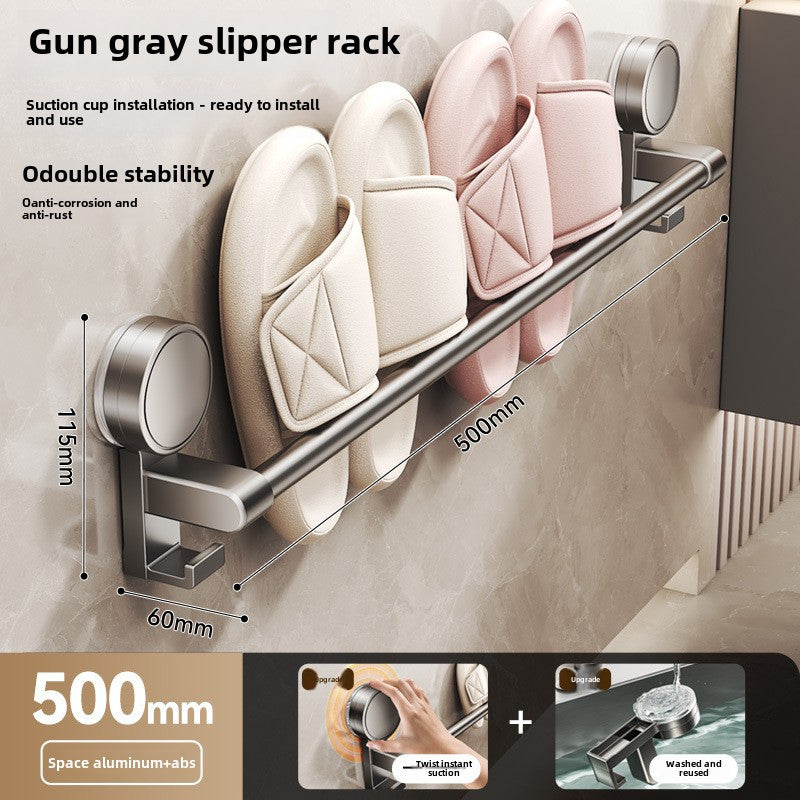 Suction Cup Bathroom Slipper Rack Wall-Mounted Shoe Organizer Drying Holder