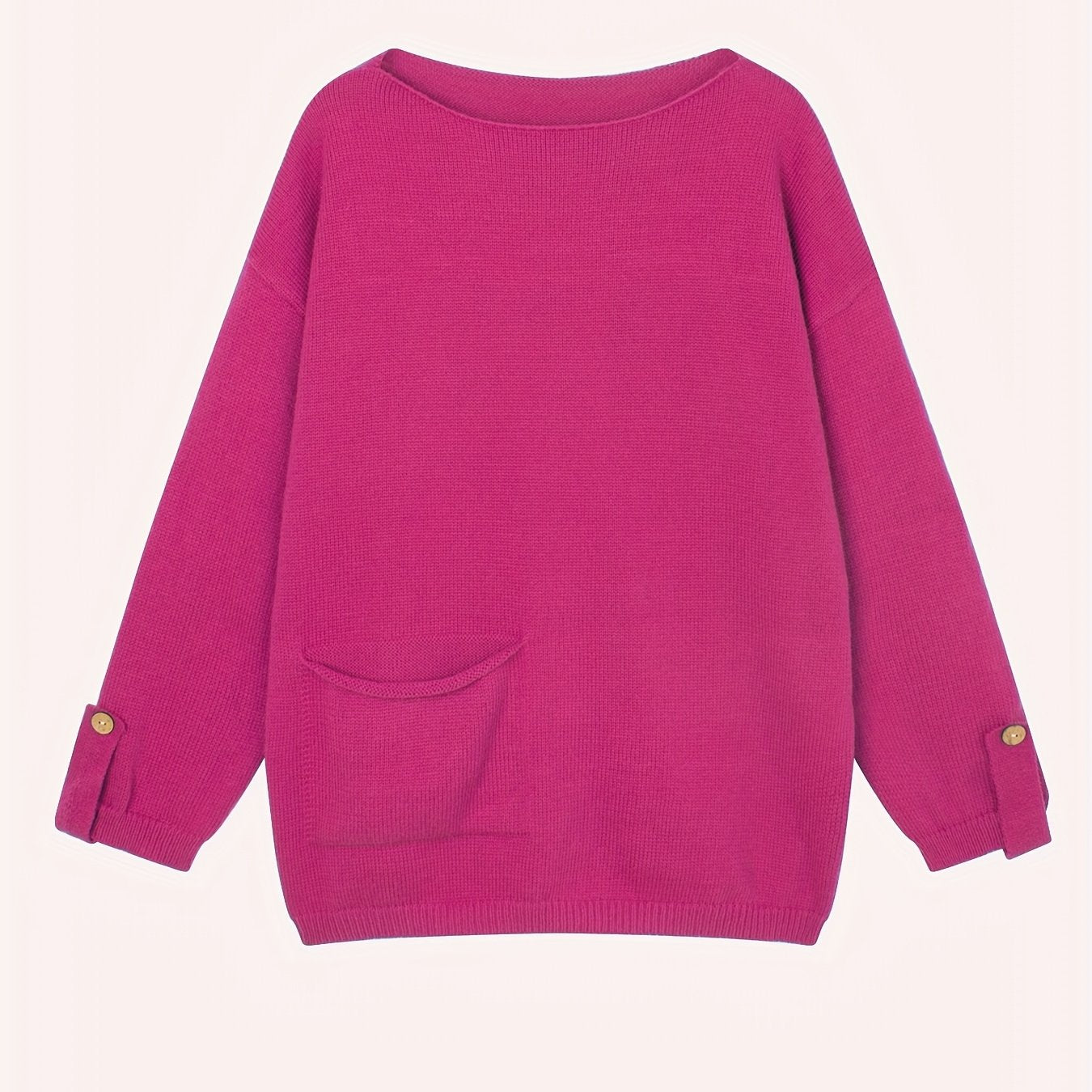 Plus-Size Women's Autumn Winter Sweater with Pockets and Slanted Shoulders
