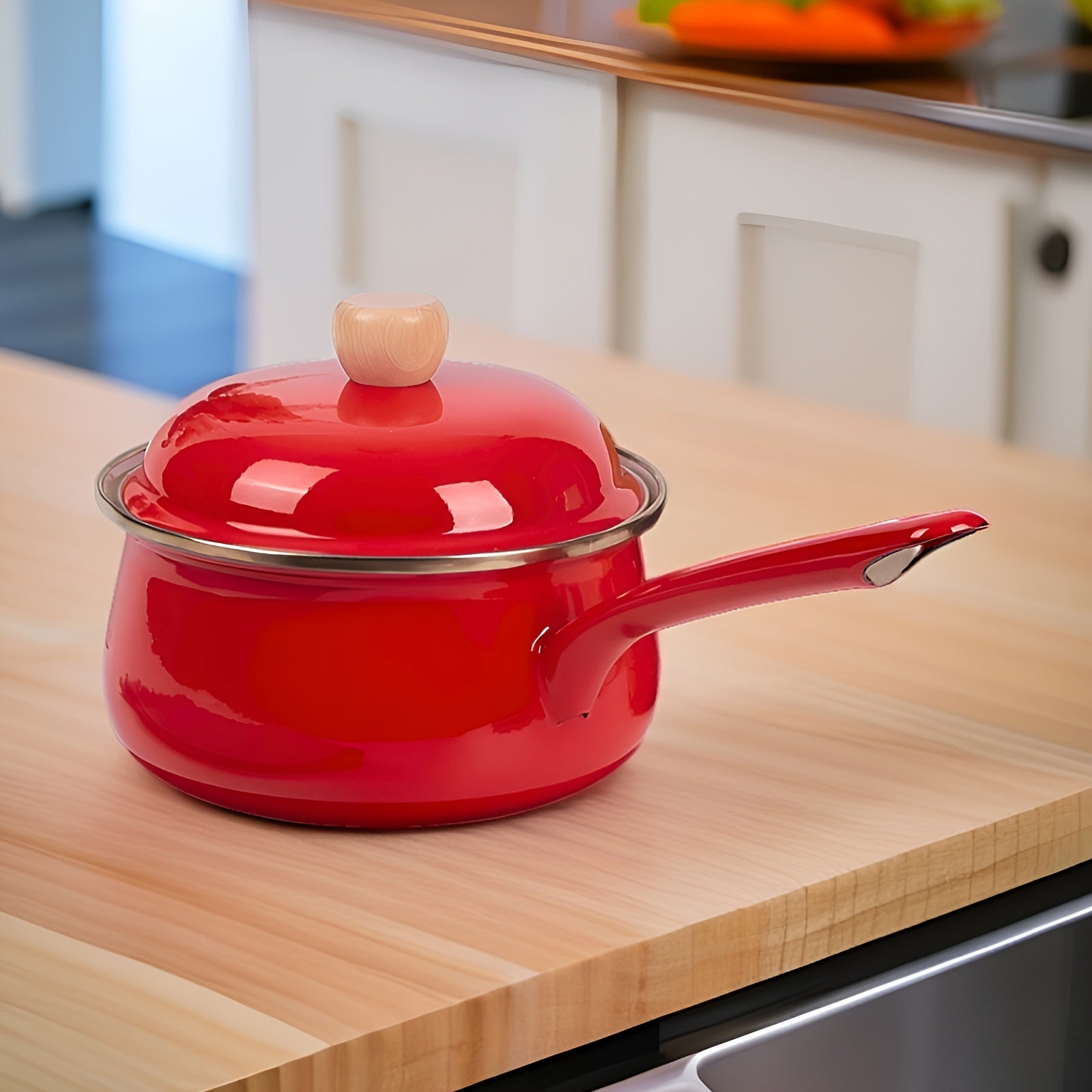 Enamel Cookware Pot with Lid and Handle Non-Stick Dishwasher Safe for Home and Restaurant Use