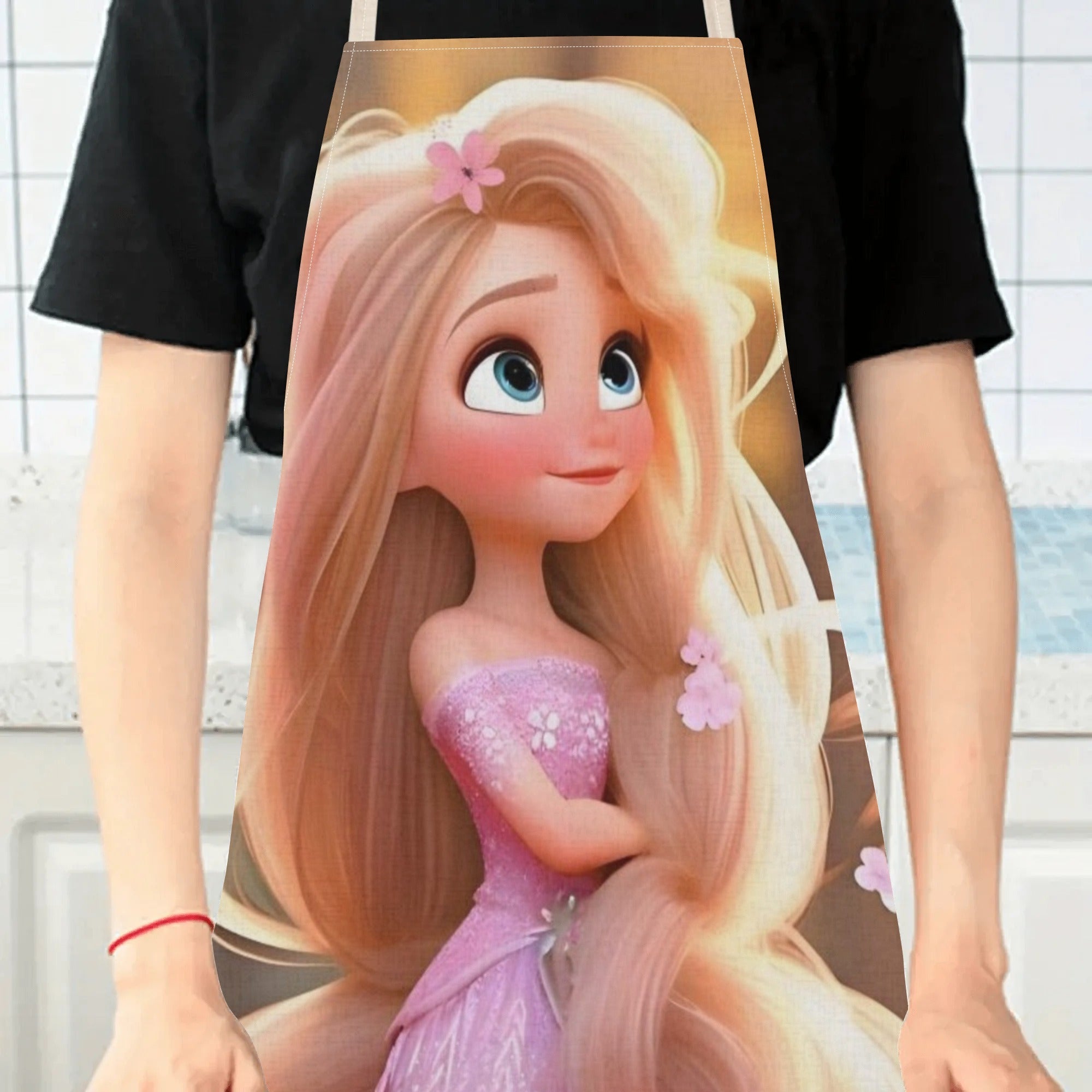 Waterproof Apron With Cartoon Elsa Design For Kitchen Restaurant Supermarket