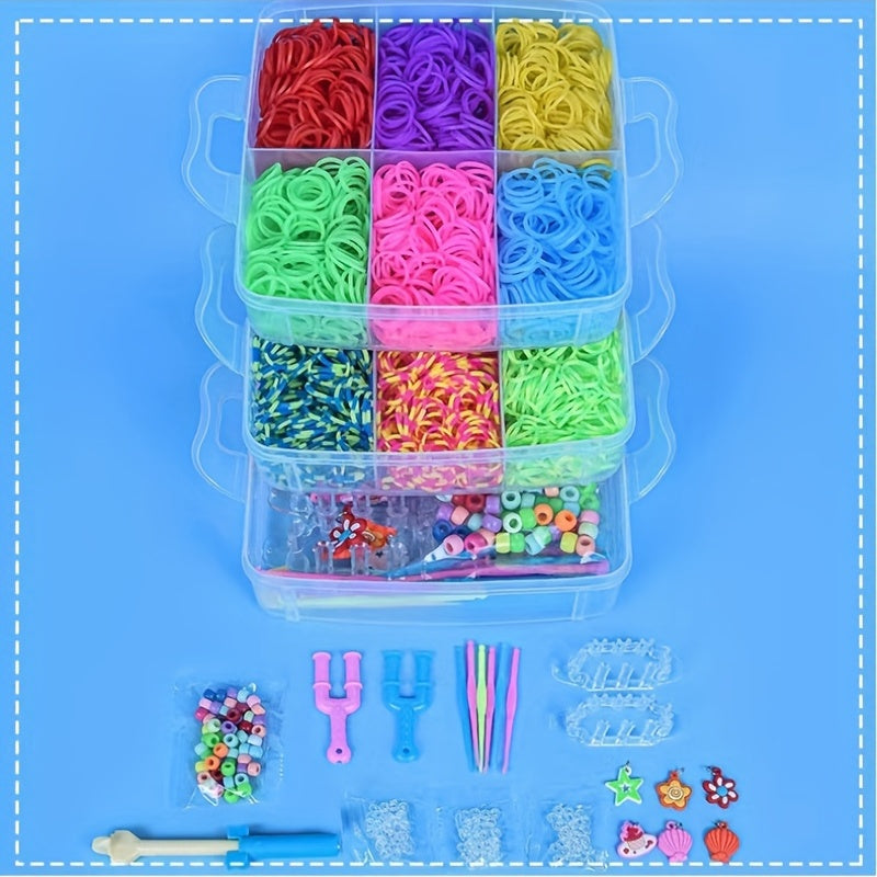 Jewelry Making Supplies Set with 4500 Rainbow Rubber Bands for Hair and Jewelry