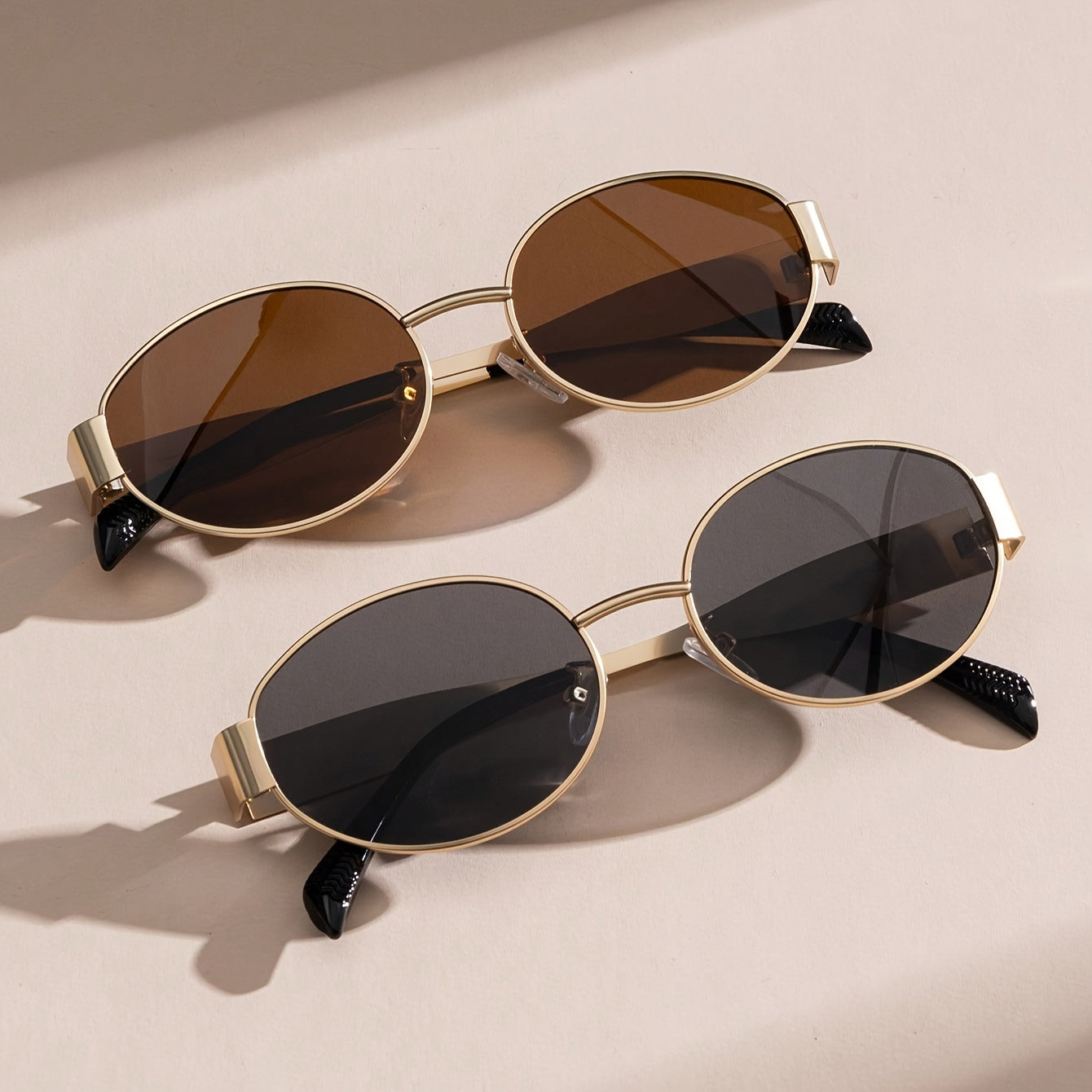 Women's Oval Fashion Glasses 1/2pcs Iron Frame with Golden Accents Polycarbonate Lenses Stylish Durable Accessories