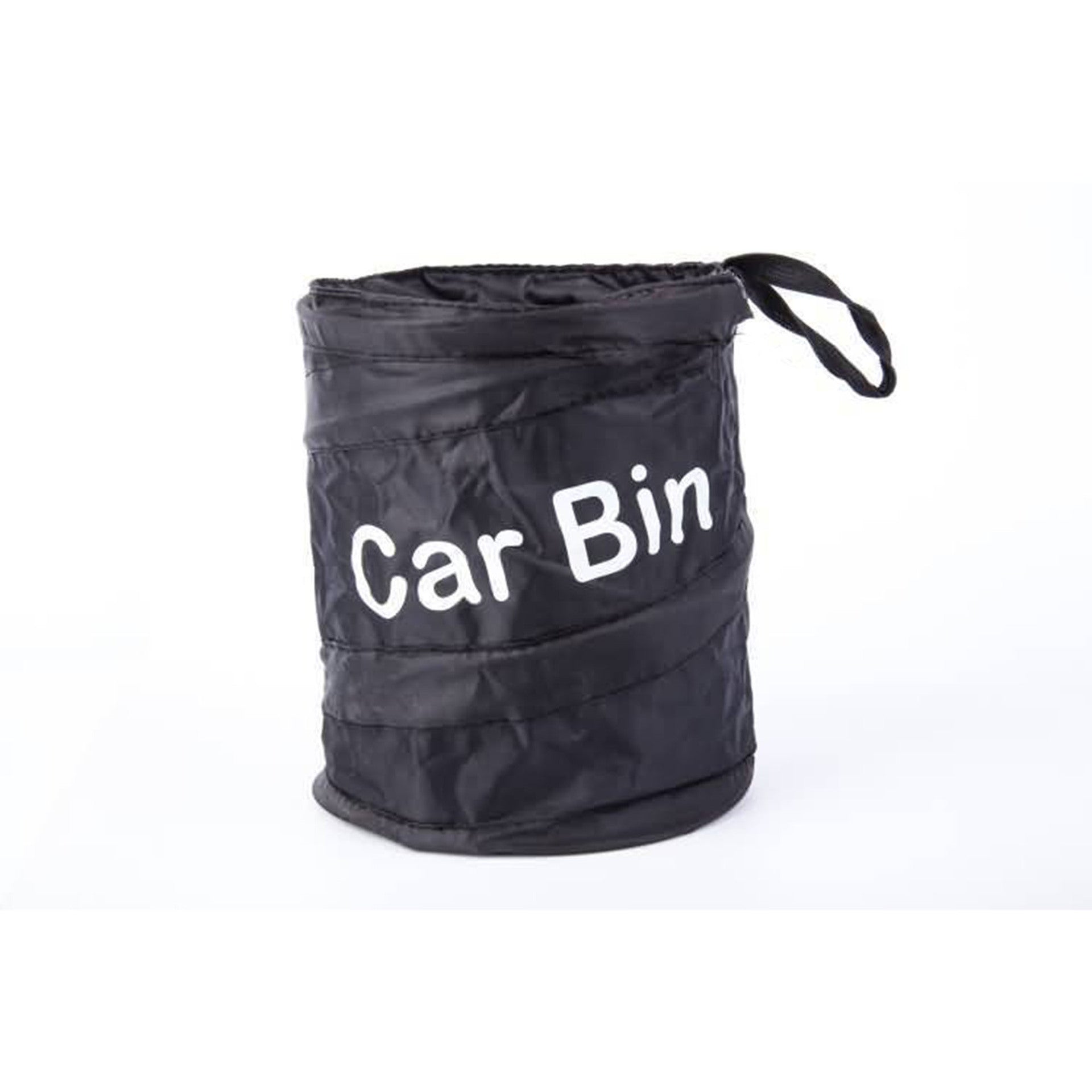 Black Folding Trash Can Large Capacity Portable Nylon Garbage Bin for Camping and Travel