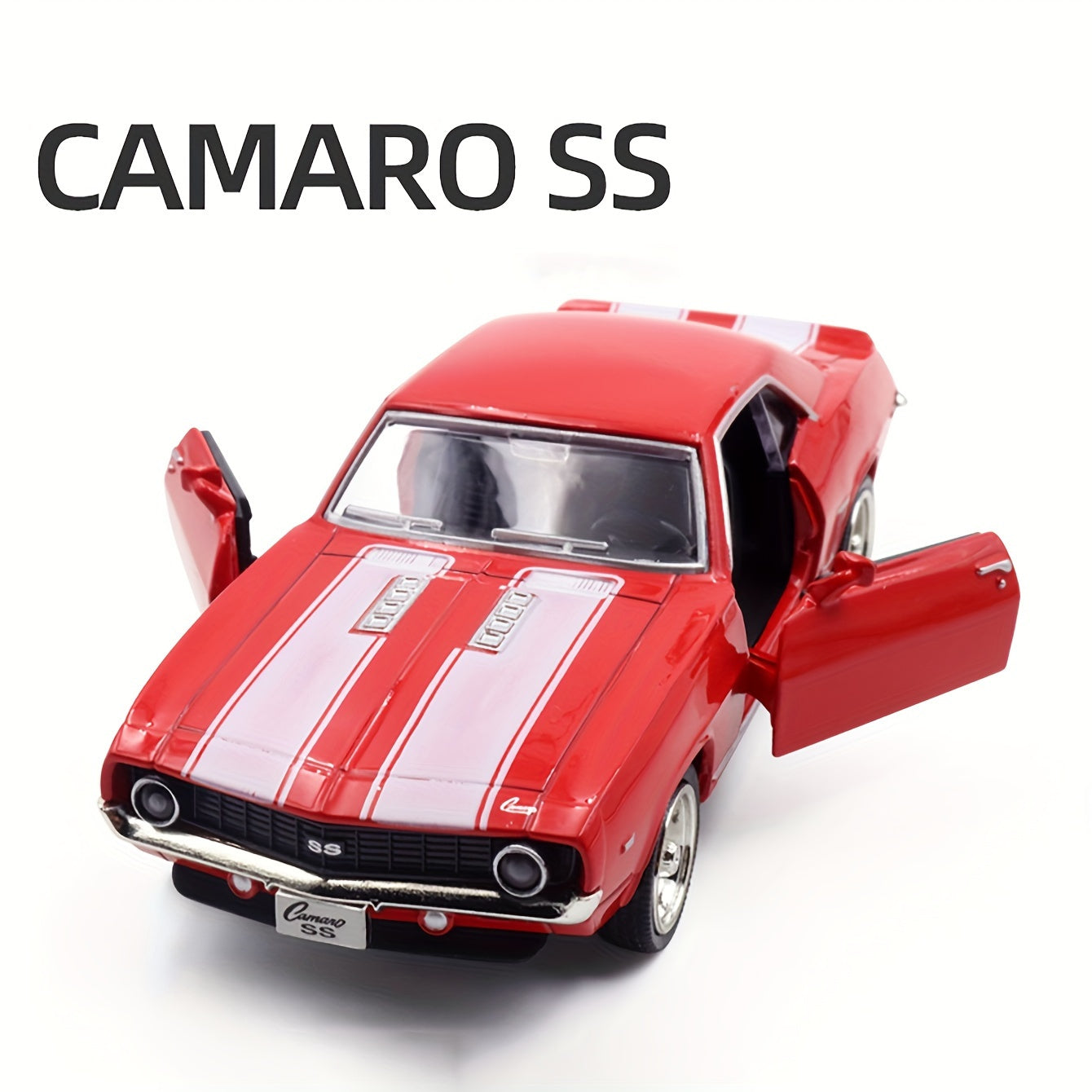 Kids Toy Car 1:36 Scale Alloy Pull-Back Double Door Red Black