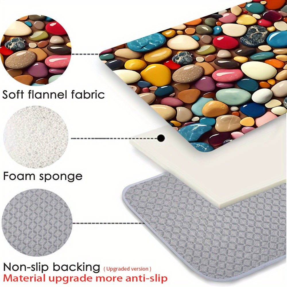 Alfombra de baño con patrón de guijarros antideslizante, absorbente, de secado rápido y lavable a máquina