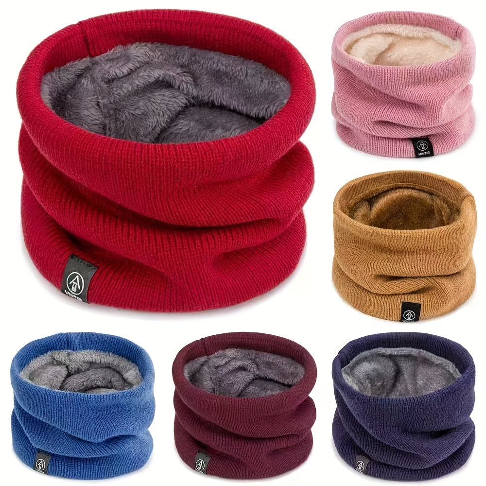 Winter Knitted Scarf for Men Women Cozy Neck Cover with Plush Lining