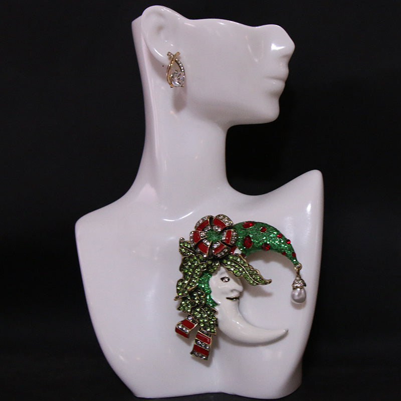 Moon Enamel Brooch for Women Irregular Shape Elegant Jewelry