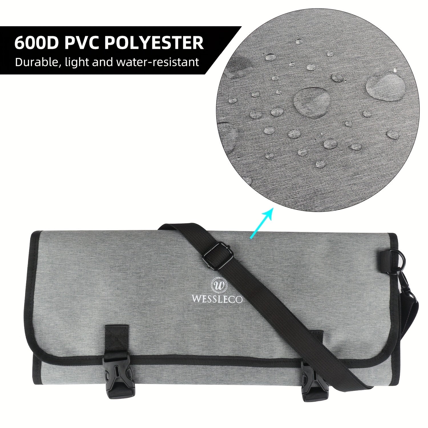 Bolsa impermeable para cuchillos de chef con estuche enrollable duradero para almacenamiento en cocina y viajes