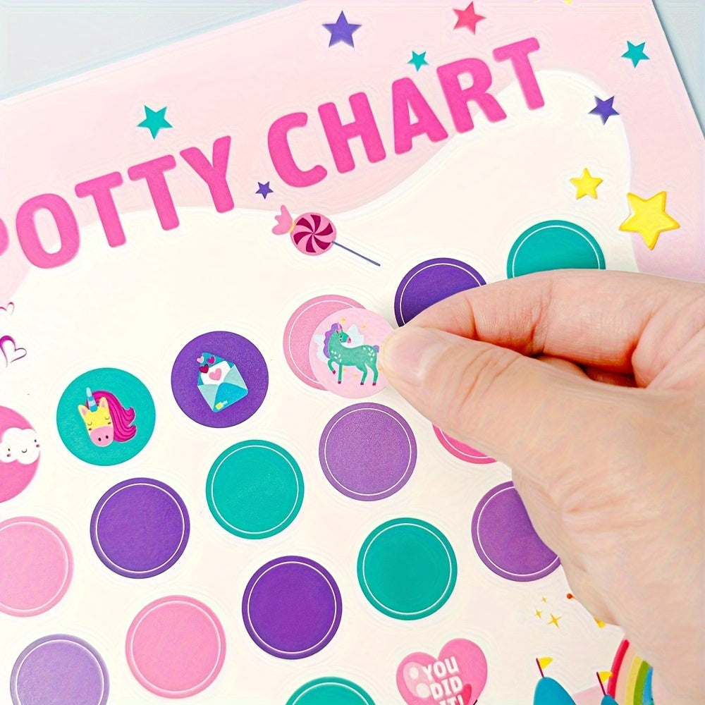 Juego de entrenamiento para el inodoro para niños pequeños con pegatinas de recompensa de dinosaurio y unicornio para niños y niñas de 0 a 3 años