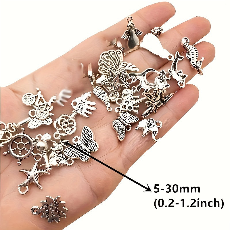 50 Metal Mixed Charms for DIY Jewelry Making Bulk Set Zinc Alloy Small Business Supplies