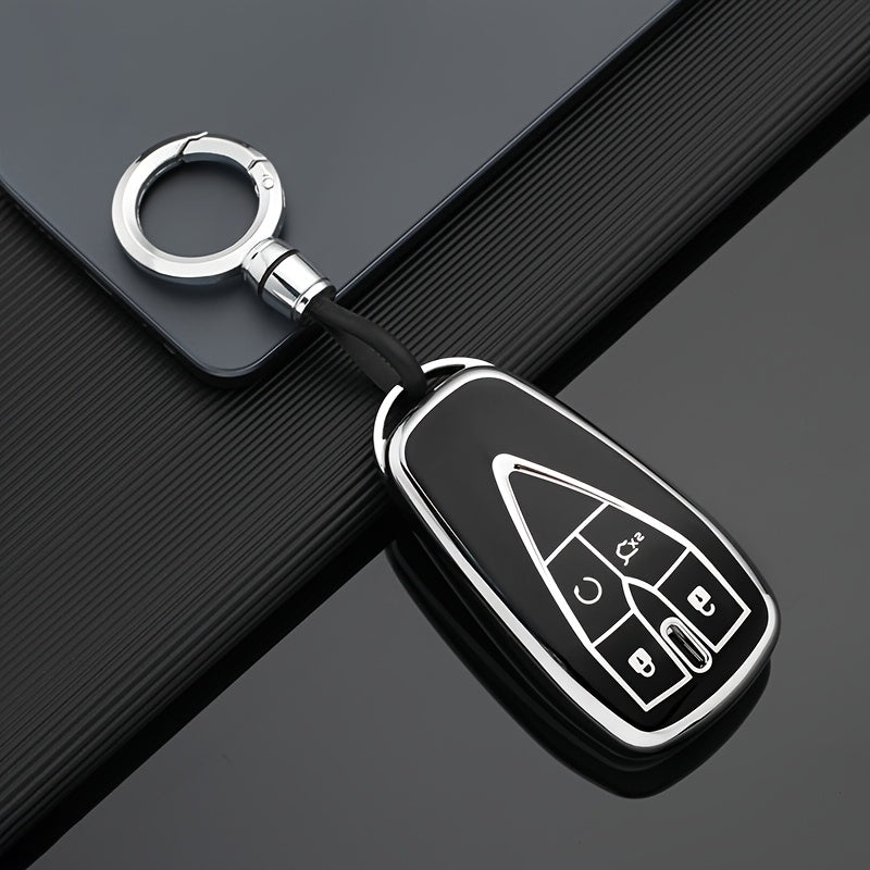 Universal TPU Key Cover for Cars Protective Case Silver Trim Rocket Design