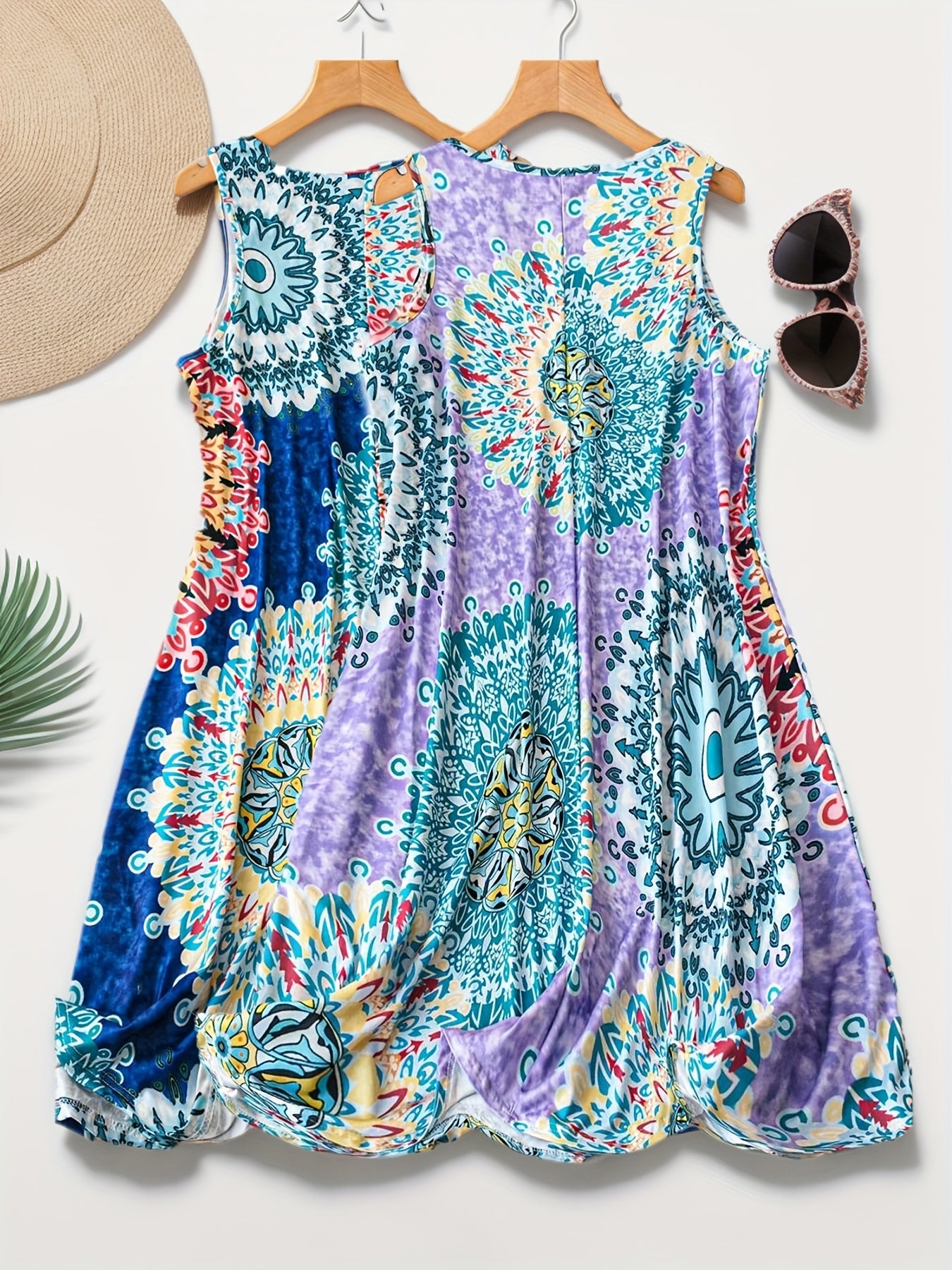 Women's Plus Size Floral Sleeveless Dress Set of 2