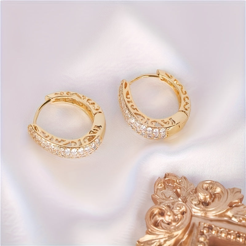 Gold Zirconia Earrings for Women Bridal Wedding Fashion Accessories