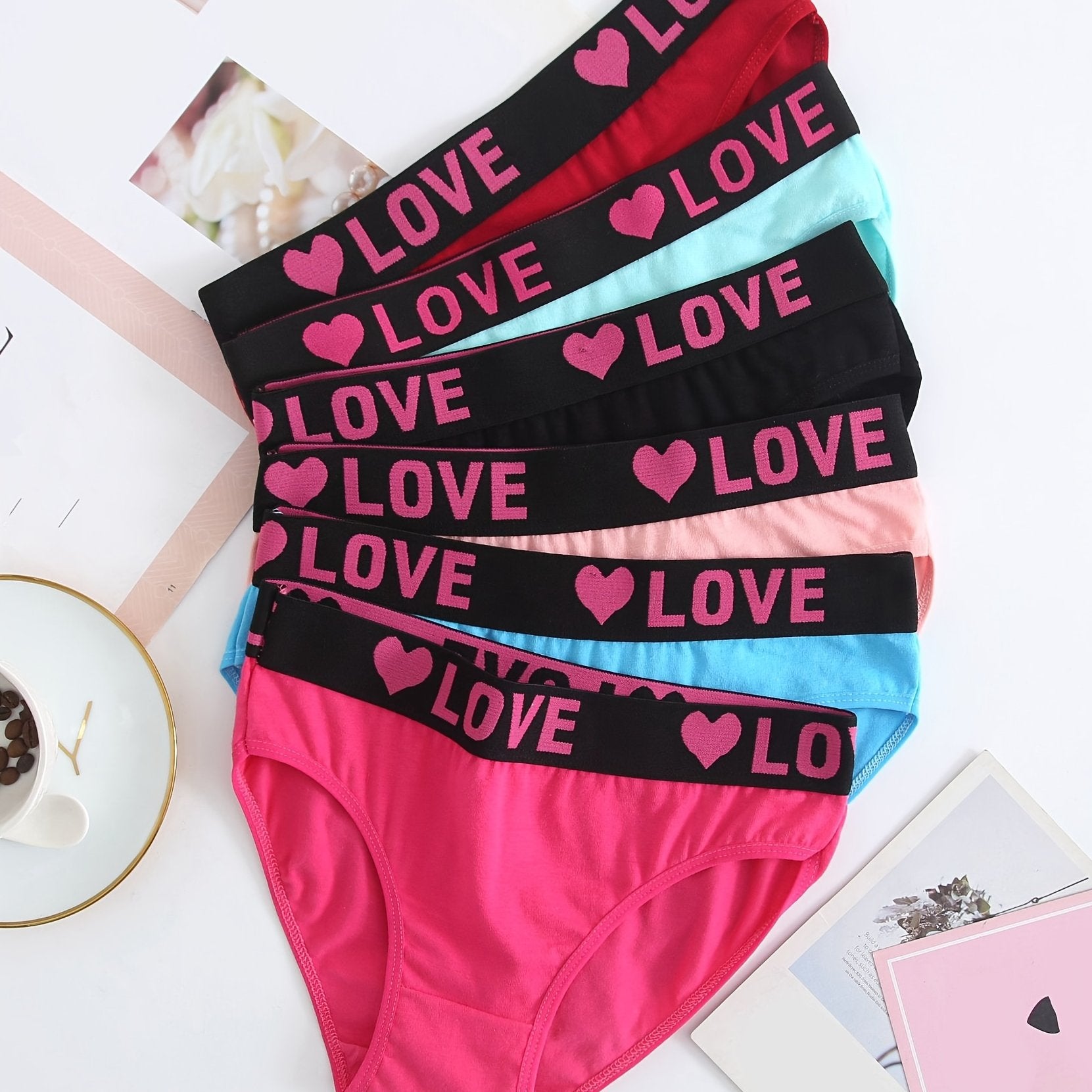 Six-Pack Seamless Cotton Bikini Briefs for Women in Colorful Designs