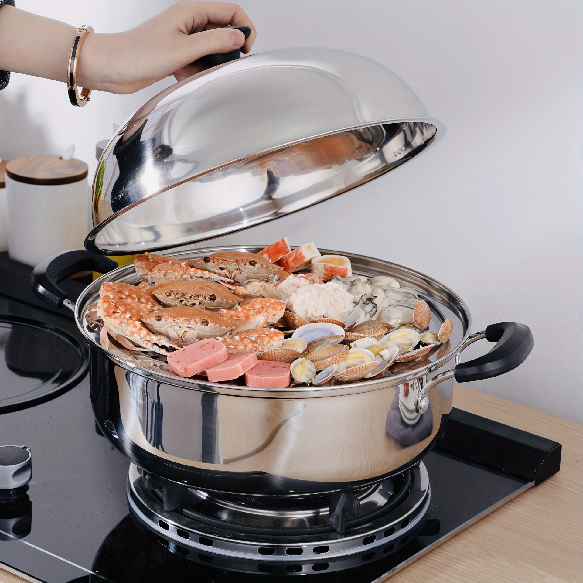 Stainless Steel Steamer Pot for Home Cooking Suitable for Electric and Gas Stoves