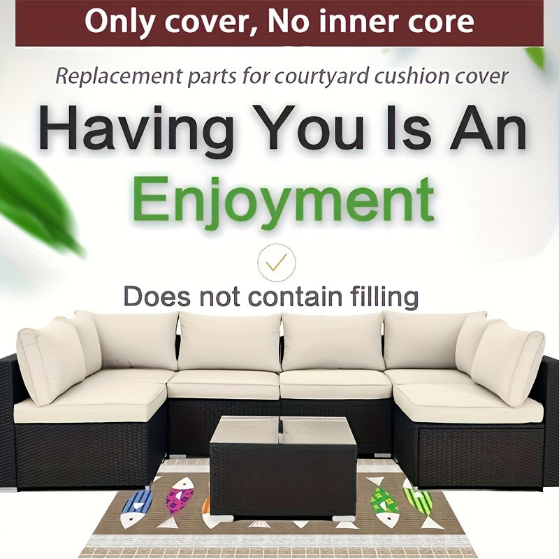 14pcs Polyester Outdoor Patio Cushion Covers with Zipper Closure All-Season Replacement Furniture Pads