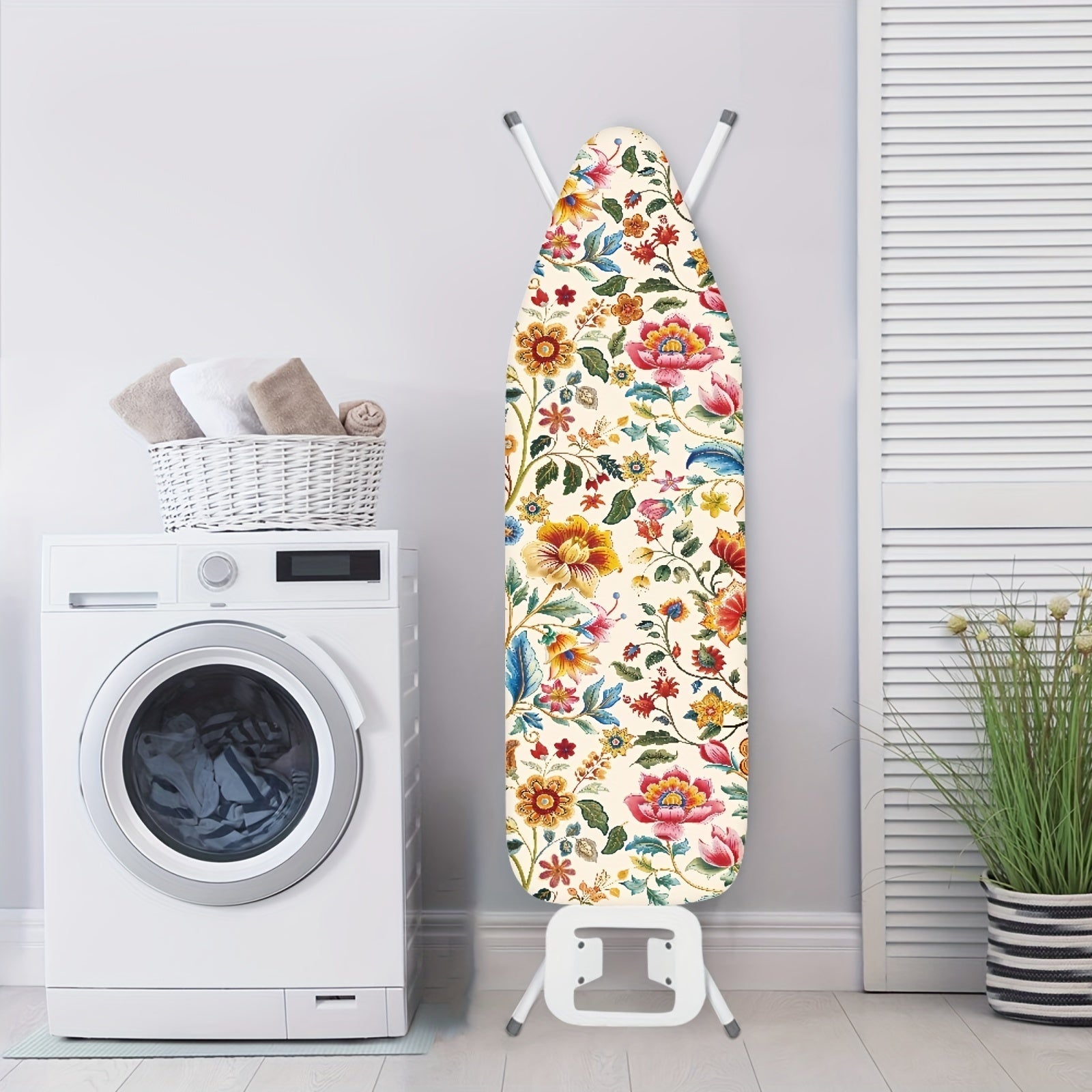 Retro Floral Ironing Board Cover with Stretchable Edge Dust-Resistant Replacement