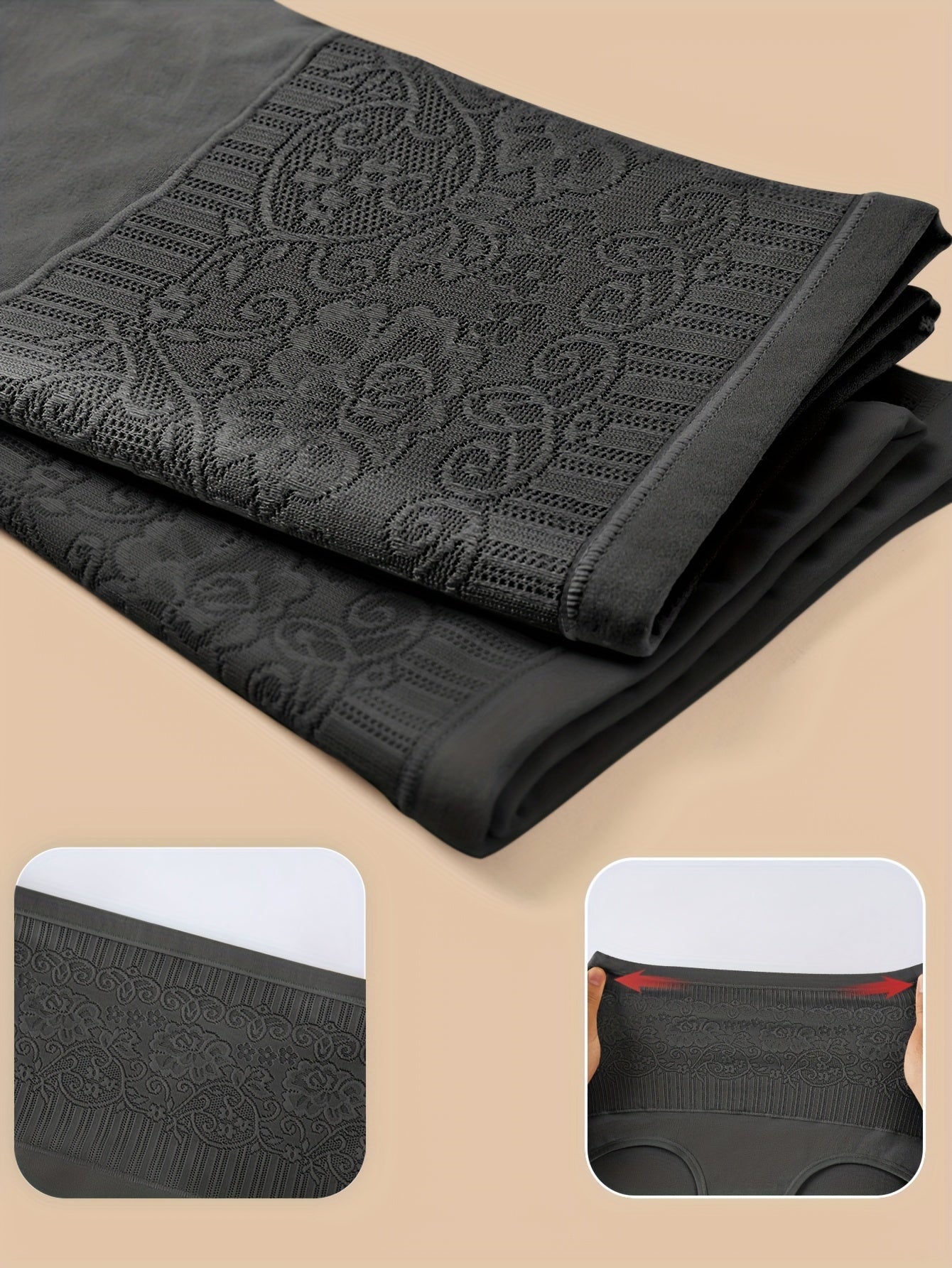 Women's Jacquard Tummy Control Briefs 4-Pack High Waist Soft Knit Fabric