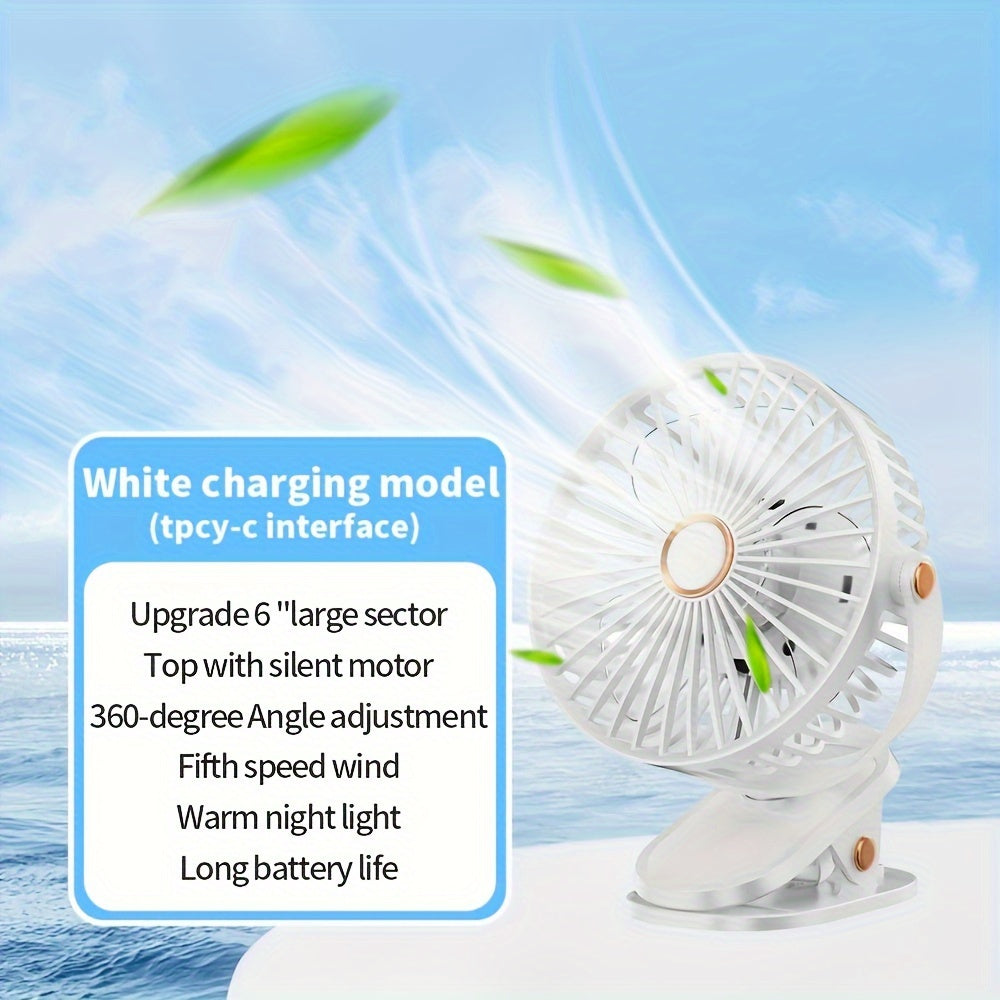 Vertical Clip-On Electric Fan with Adjustable Angles and Quiet Operation
