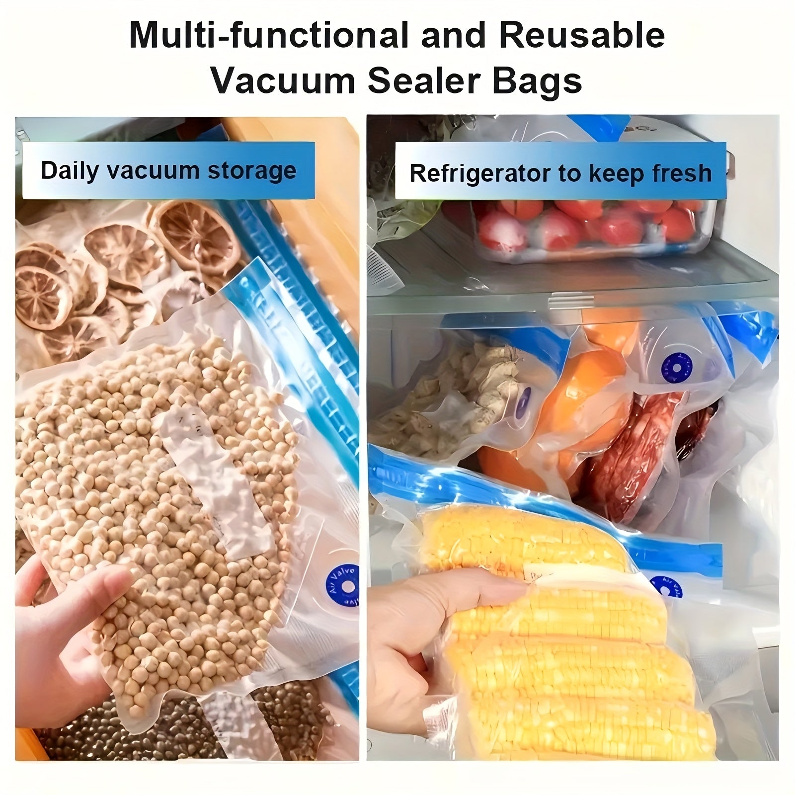 Портативный USB перезаряжаемый вакуумный запайщик с аккумулятором 600 мАч и 3 размерами вакуумных пакетов для сохранения и хранения продуктов