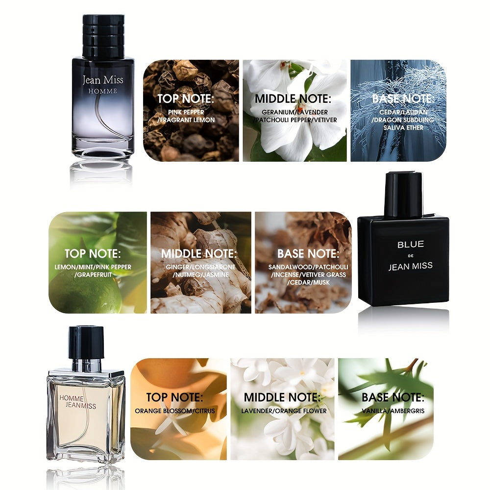 Men's Cologne Gift Set 3-Piece Floral Citrus Woody Long-Lasting