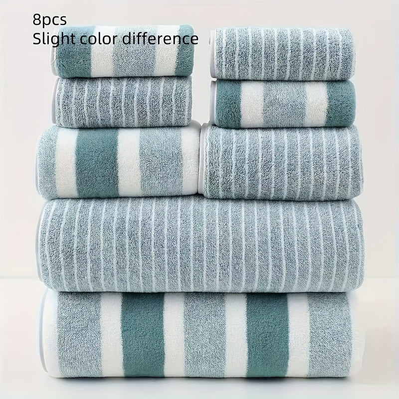 8-Piece Coral Fleece Towel Set Includes 2 Bath Towels 2 Hand Towels and 4 Washcloths
