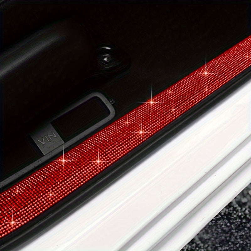 Cinta protectora para umbral de puerta de coche, decorada con rhinestones, autoadhesiva, 60cm