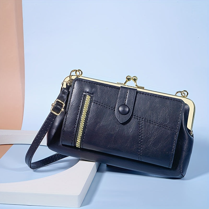 Women's Crossbody Bag 2024 Faux Leather Vintage Shoulder Bag with Multi-Card Wallet Black