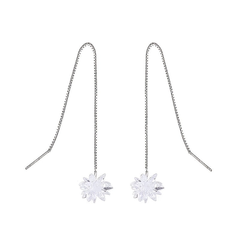 Silver-Plated Copper Floral Drop Earrings for Women Sensitive Skin Suitable for Daily or Special Occasions
