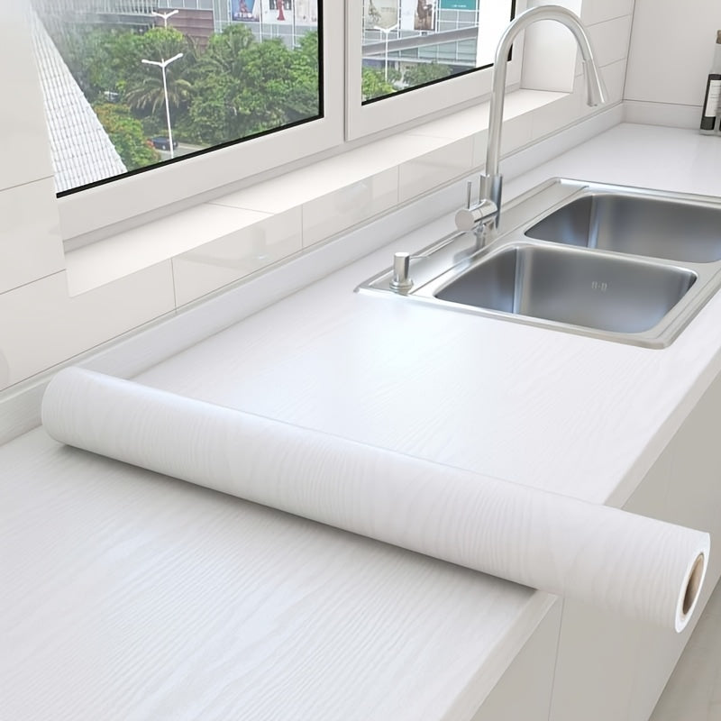 Wood Grain Vinyl Wrap for Kitchen Countertops and Cabinets Waterproof Self-Adhesive