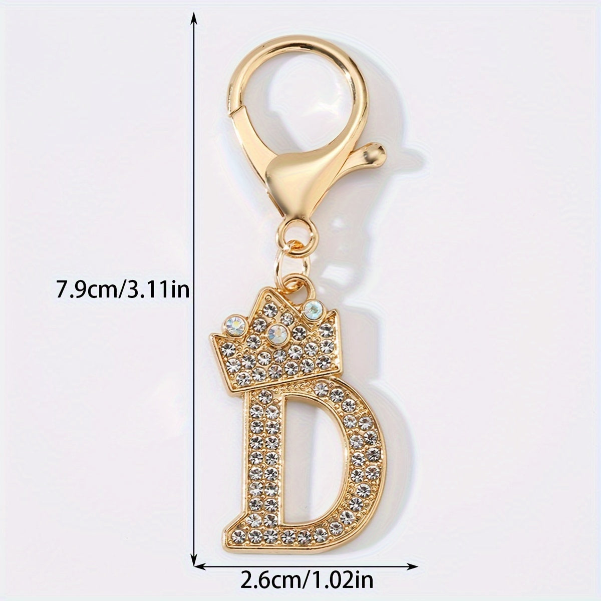Men's Zinc Alloy Keychain with Artificial Diamond Crown and Letter Charms
