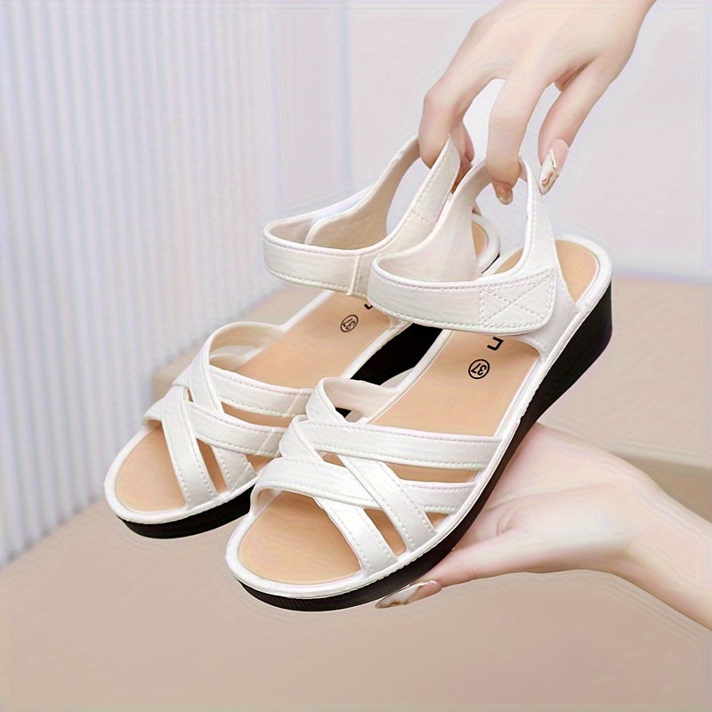Women's Summer Flat Sandals PVC Open Toe T-Strap Comfortable Beach Shoes