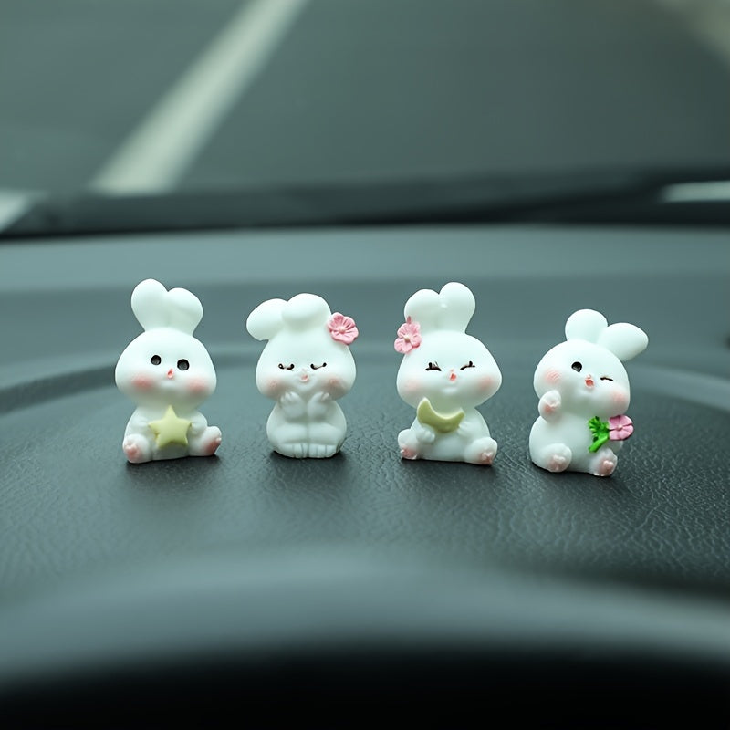 4 ta chiroyli quyon resin panel bezaklari mini avtomobil dekoratsiyasi to'plami