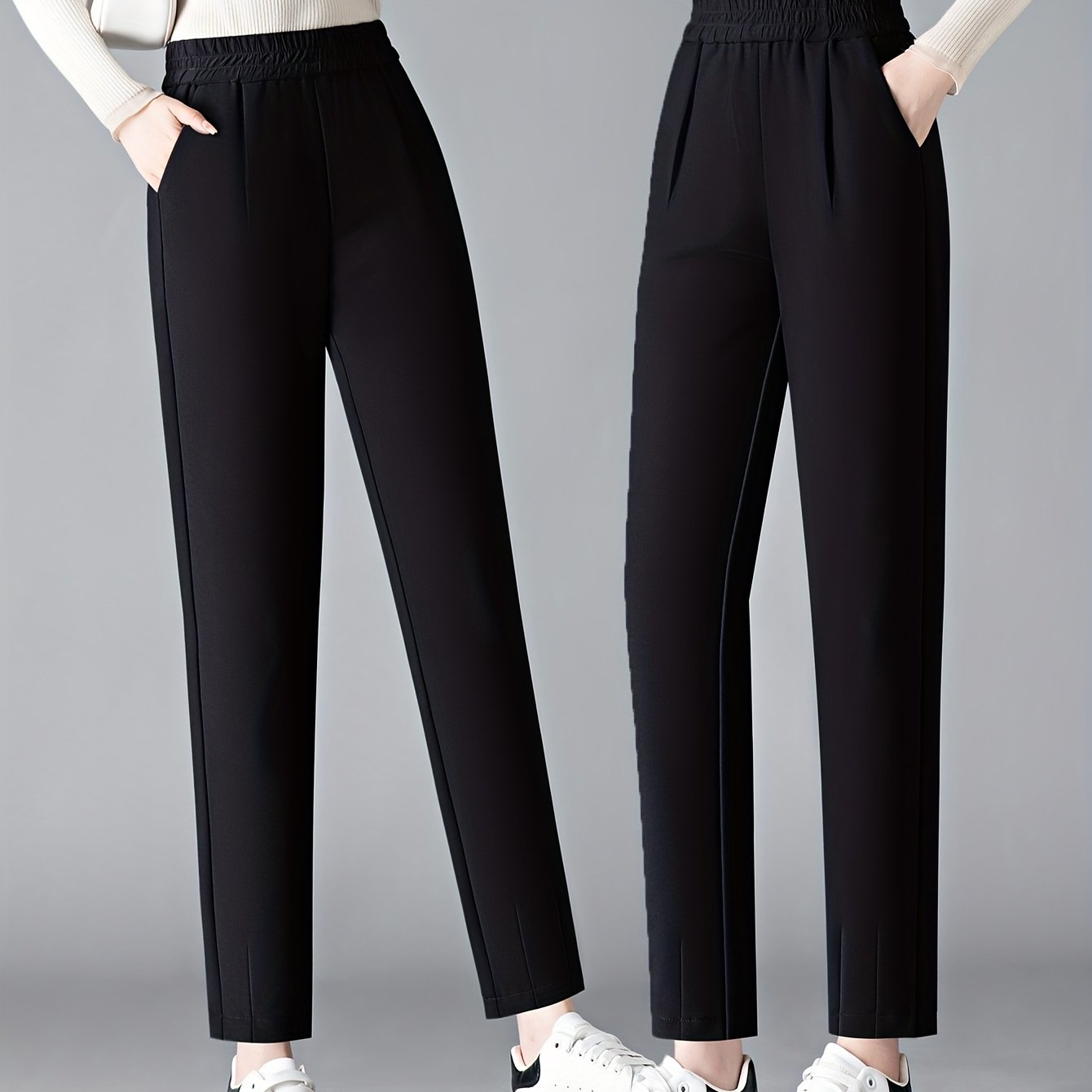 Women's Slimming Plus Size Knit Harem Pants Elastic Waist All-Season