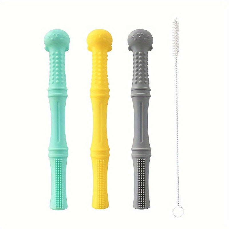 Hollow Silicone Baby Teething Tubes Toys for Infants 6-12 Months Pack of 1-5