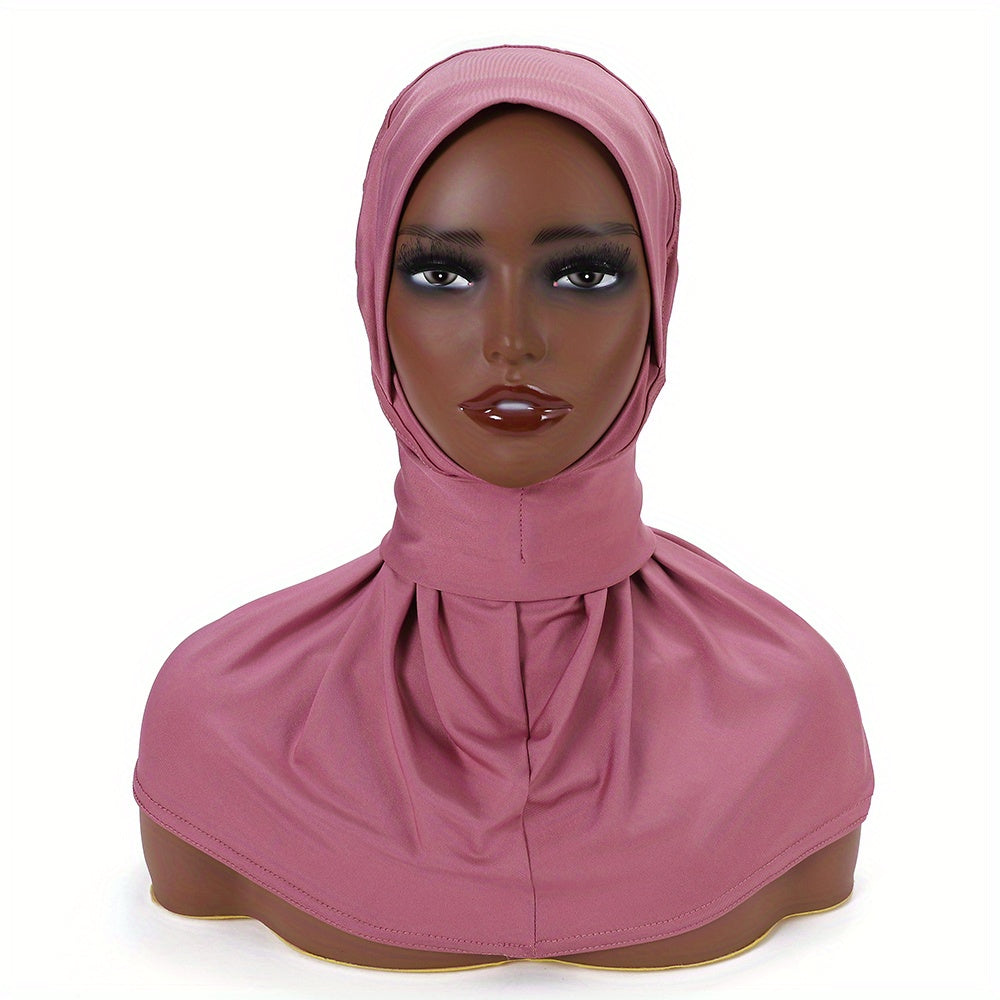 Solid Color Hijab for Women with Elastic Back and Snap Closure