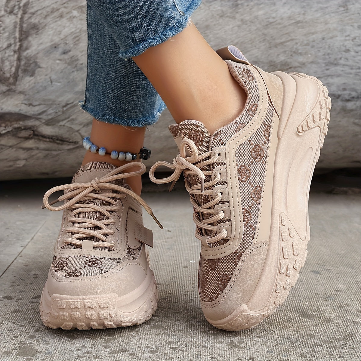 Zapatillas con plataforma de patrón floral para mujer, ligeras y cómodas para caminar