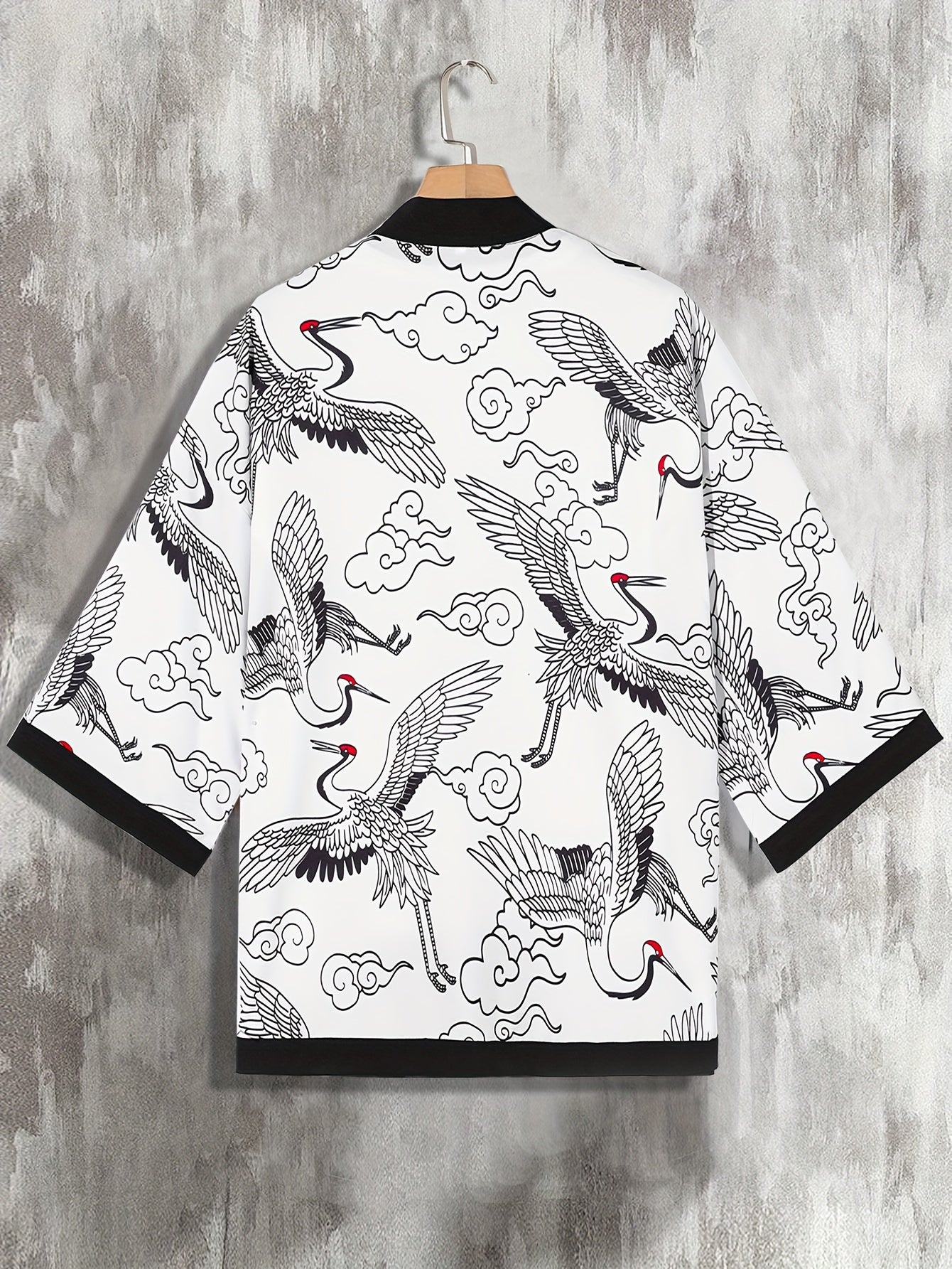 Men's Summer Kimono Shirt with Paisley and Japanese Letter Print Casual Woven Polyester