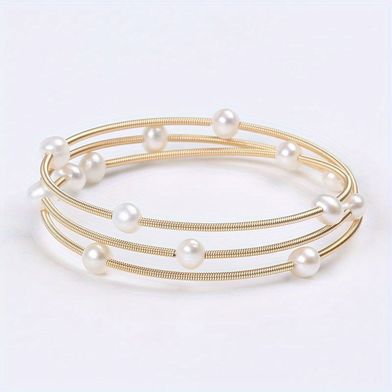 Freshwater Pearl Bracelet with Starry Design and Potato-Shaped Pearls