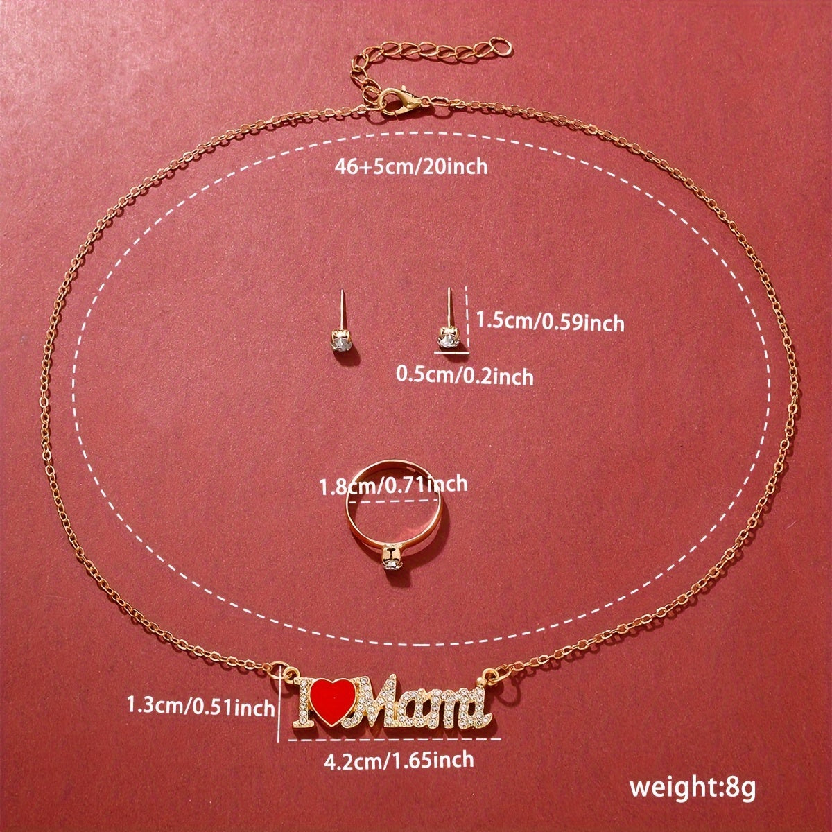 Women's Watch and Jewelry Set for Mother's Day with Rhinestone Accents