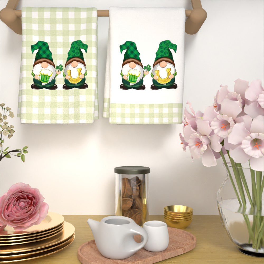 Whimsical Gnome St. Patrick's Day Kitchen Towels Set 45x66cm Absorbent Polyester