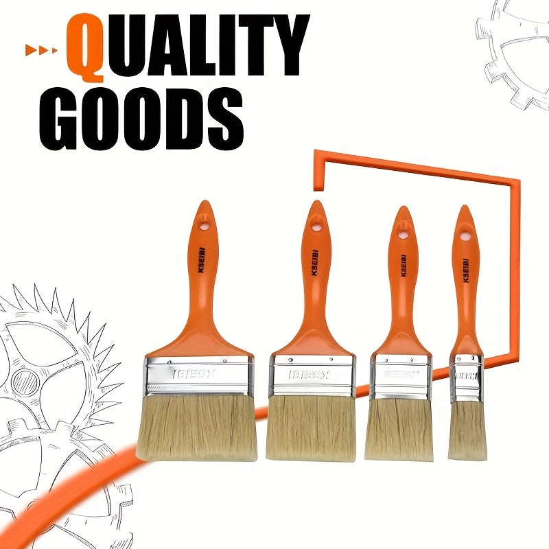 6-Piece Paint Brush Set with Tapered Bristles and Durable Handles for Walls Cabinets Fences