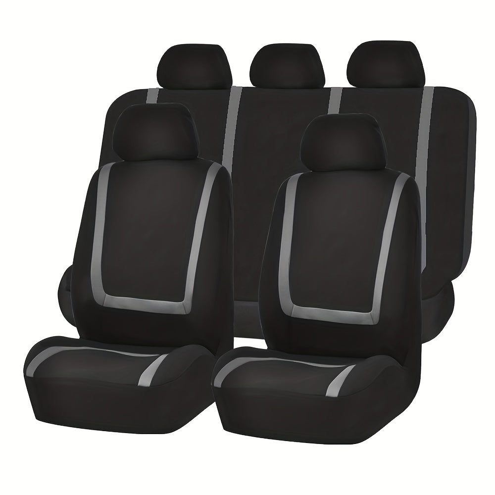 Universal 5-Seat Car Seat Cover Set Soft Breathable Polyester