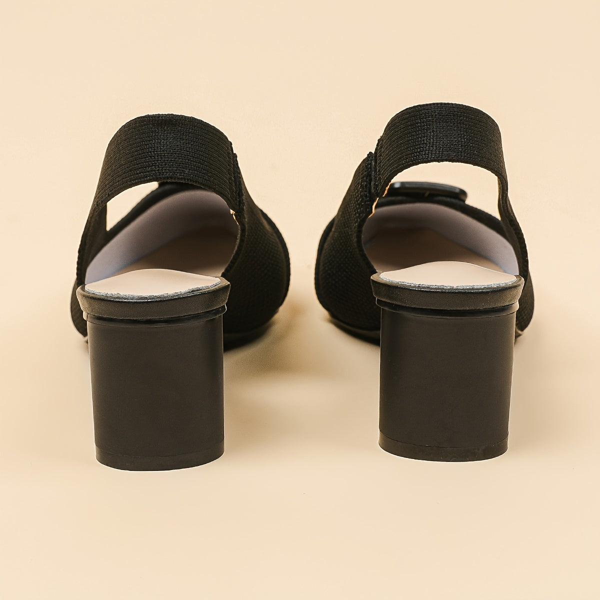 Women's Mid-Heel Pumps with Breathable Knit, Pointed Toe, Slip-On, Chunky Heel