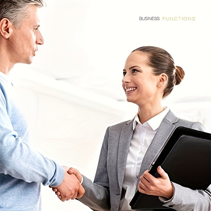 Black Faux Leather Clipboard Folder with Resume Organizer Business Card Holder Pen Loop Smartphone Pocket Office Organizer